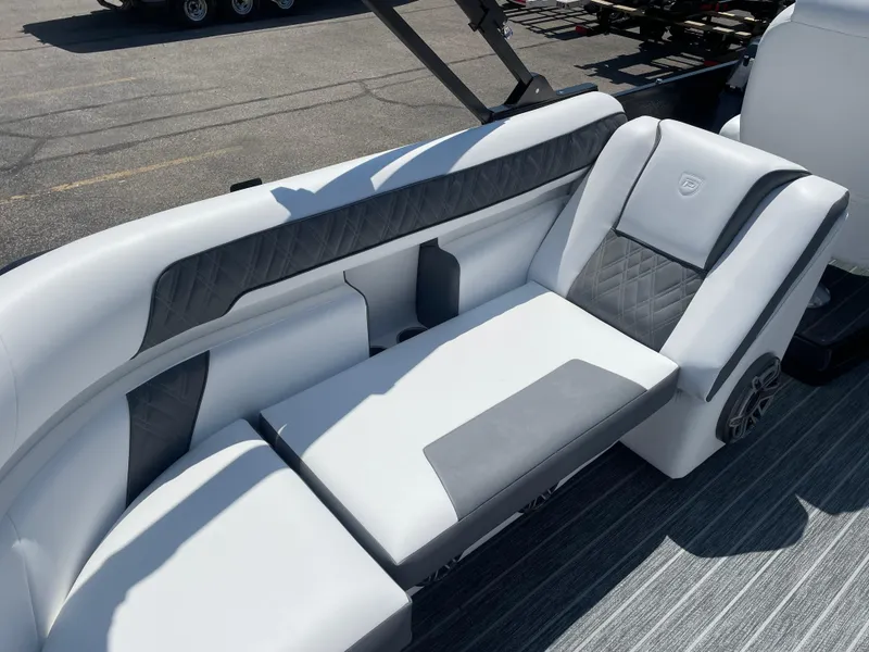 Slide: The Image of 2024 Premier Supersport boat seating with sleek, modern design and comfortable upholstery. - 11