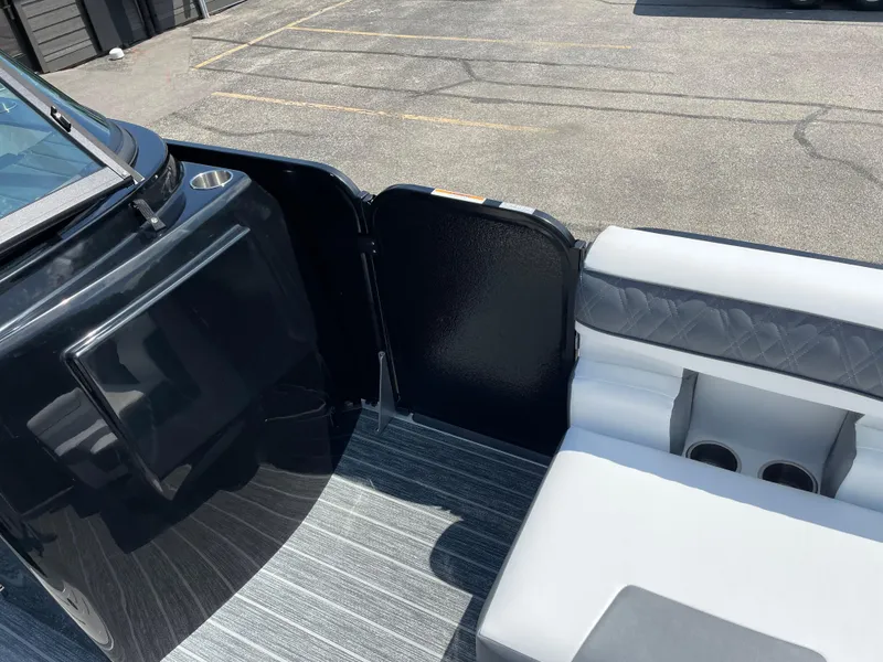 Slide: The Image of 2024 Premier Supersport boat interior with sleek seating and modern design. - 28
