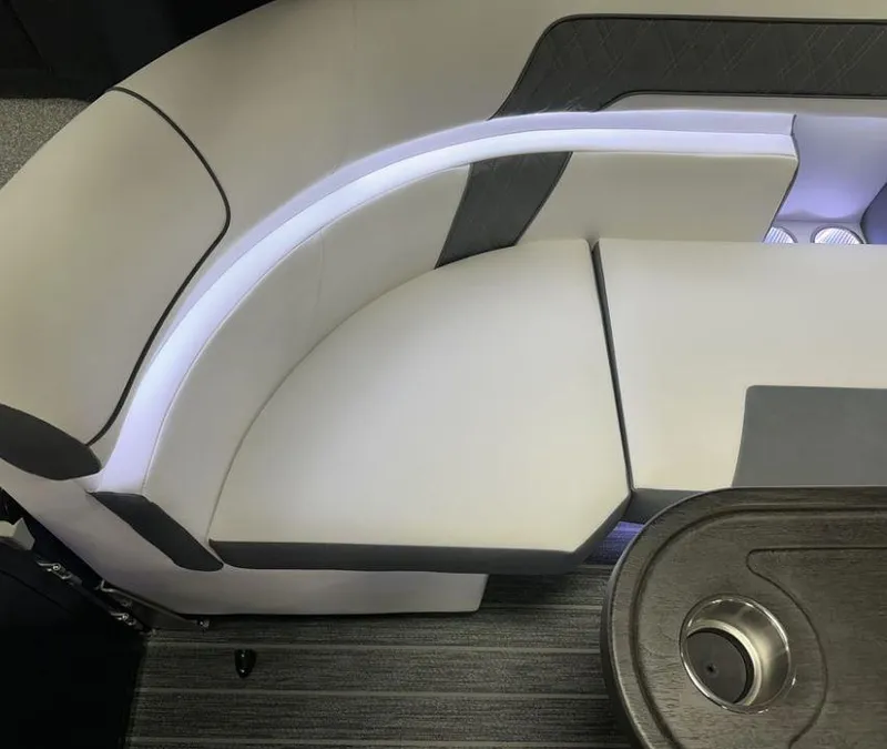 Slide: The Image of Luxurious seating in 2024 Premier Supersport boat with modern design and ambient lighting. - 30