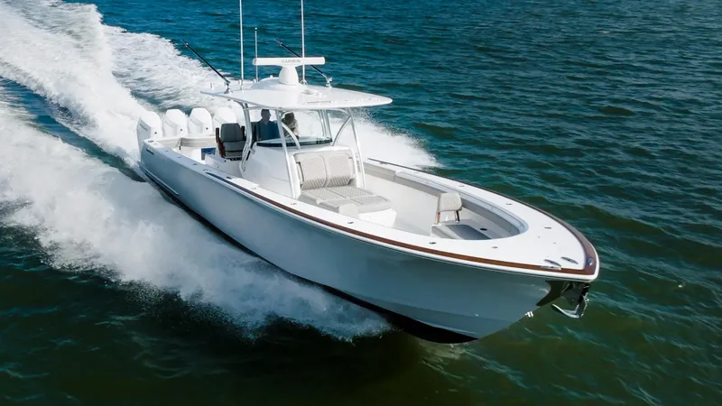 The Image of 2025 Valhalla Boatworks V-41 cruising on open water, showcasing sleek design and powerful performance. - 0