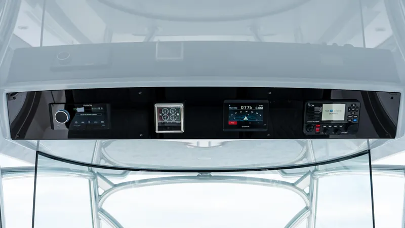 Slide: The Image of 2025 Valhalla Boatworks V-41 dashboard with modern navigation and control systems. - 31