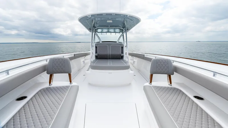 Slide: The Image of 2025 Valhalla Boatworks V-41, sleek design, spacious deck, open sea view. - 38