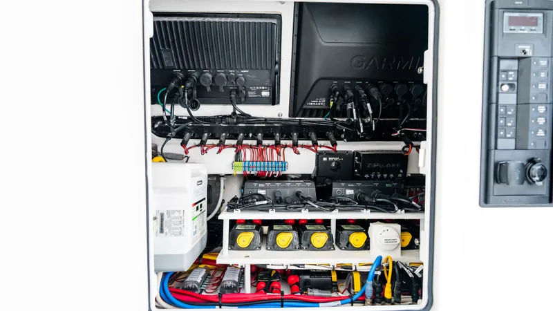 Slide: The Image of Electrical system of 2025 Valhalla Boatworks V-41, showcasing wiring and components. - 49