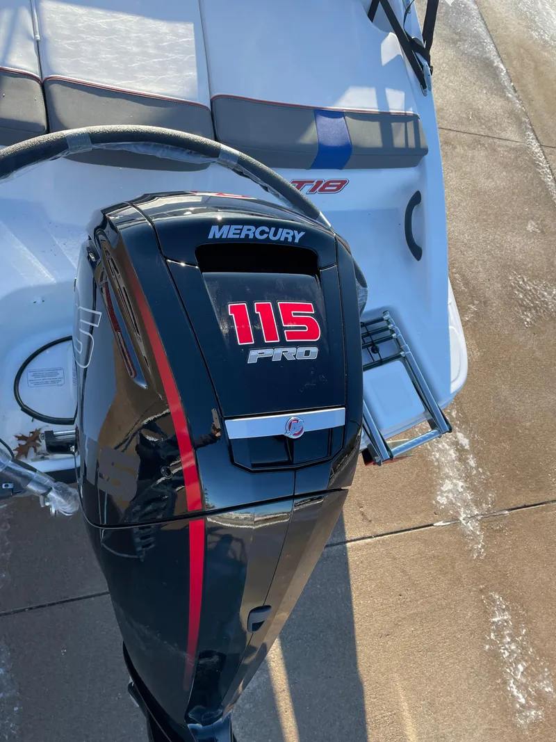 Slide: The Image of 2024 Tahoe T18 boat with Mercury 115 Pro outboard motor. - 4