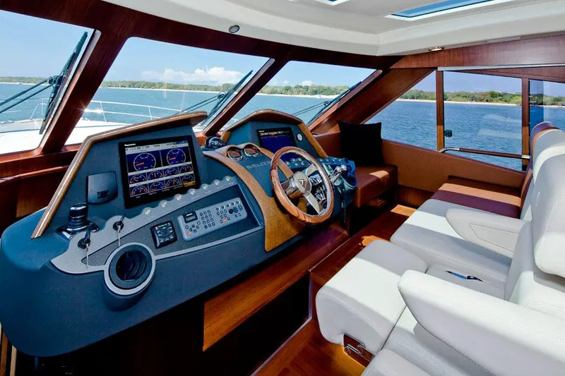Slide: The Image of Interior of 2024 Belize 54 Sedan yacht with modern navigation system. - 4