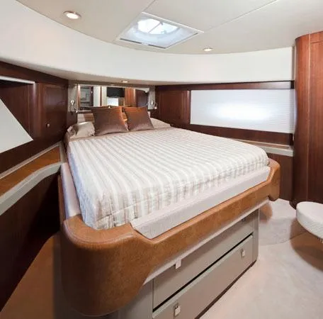 Slide: The Image of Luxurious bedroom in 2024 Belize 54 Sedan yacht with modern design. - 8