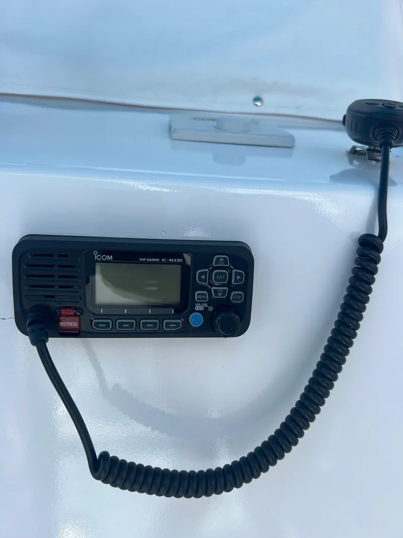 Slide: The Image of Marine radio on a 1985 Custom Mabry Edwards boat. - 10