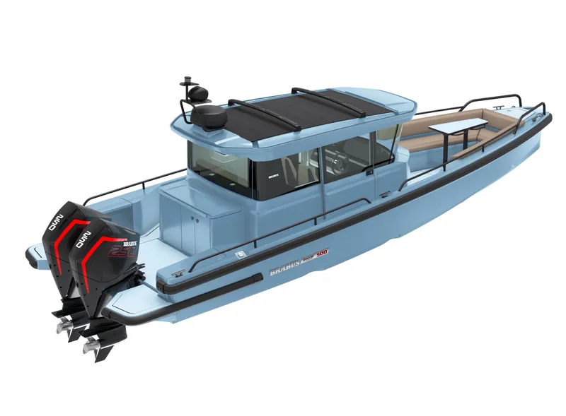 Slide: The Image of 2023 BRABUS Shadow 500 Cabin boat with twin outboard engines. - 29