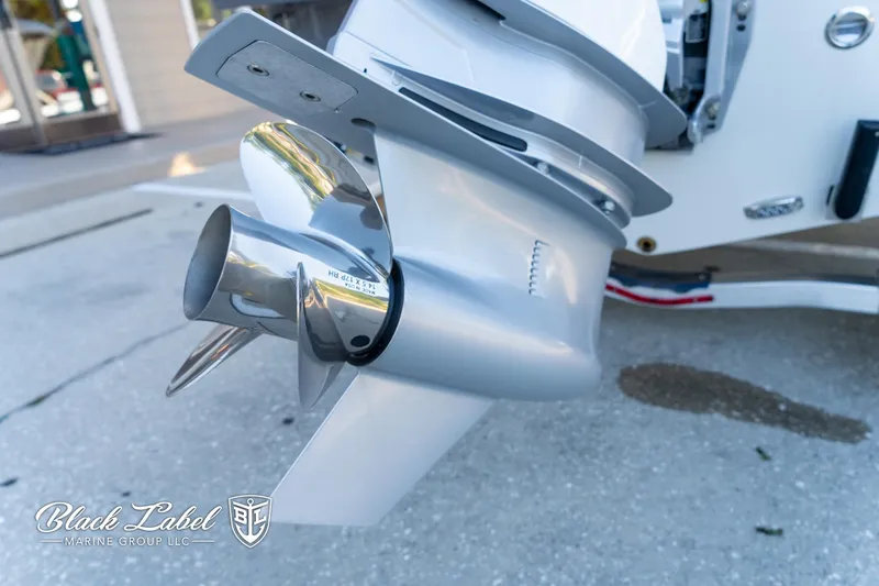 Slide: The Image of 2024 Finseeker 220 FinSeeker boat propeller, close-up view, showcasing sleek design and craftsmanship. - 27