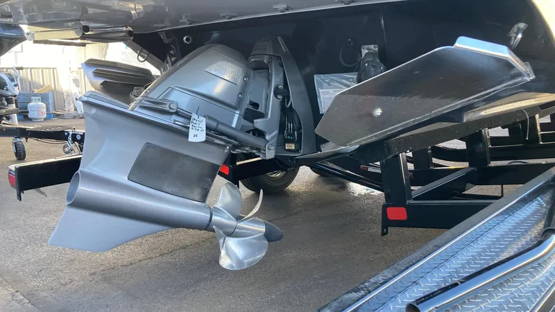 Slide: The Image of 2024 Regal LS4 Surf boat propeller and stern drive system. - 2