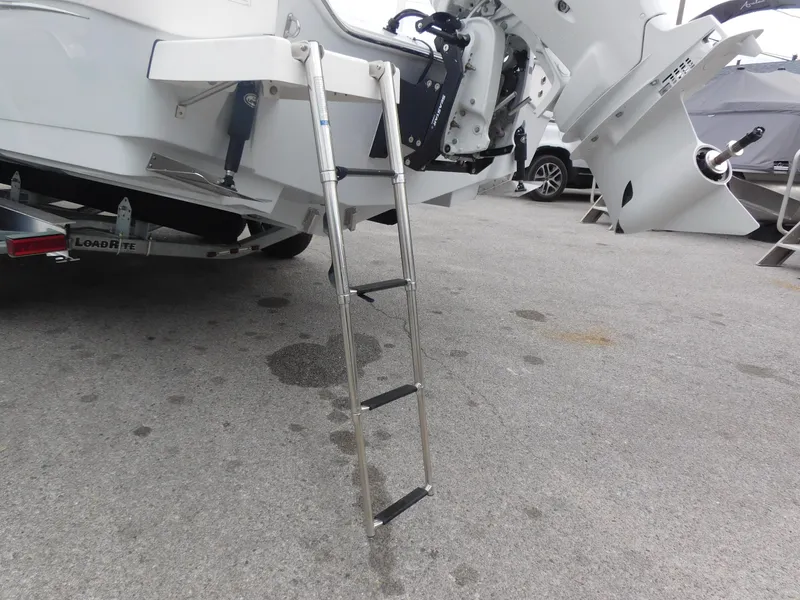 Slide: The Image of 2024 Blue Wave 2600 PureBay boat with a foldable ladder. - 5