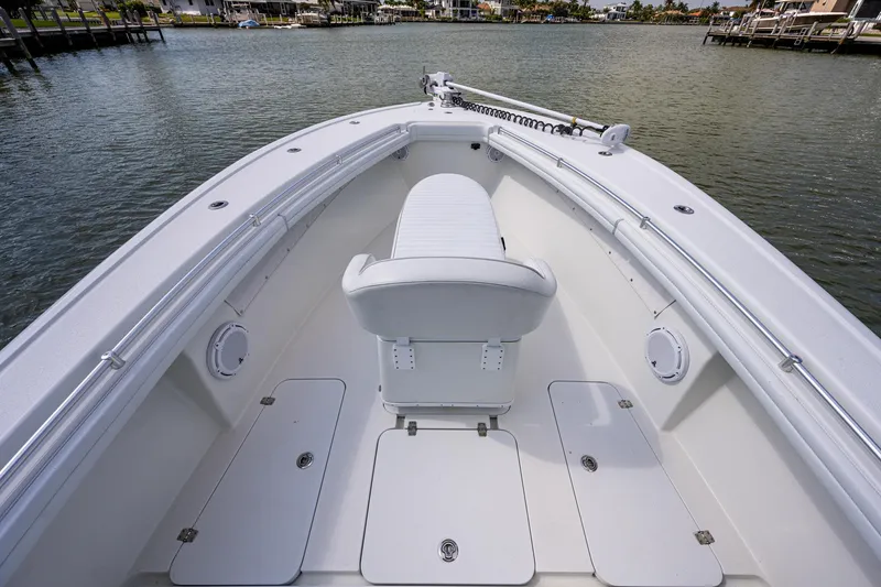 Slide: The Image of 2015 Yellowfin 32 boat bow with seating and storage compartments. - 10