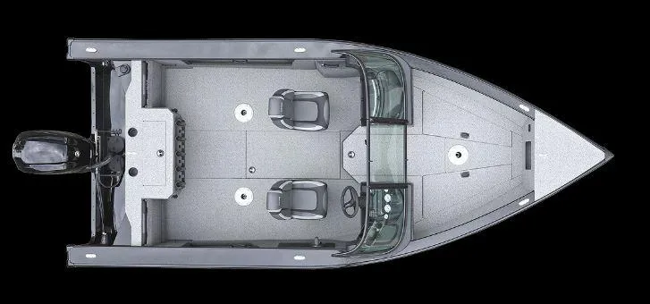 Slide: The Image of Top view of 2025 Lund 1875 Fisherman boat with two seats and motor. - 13