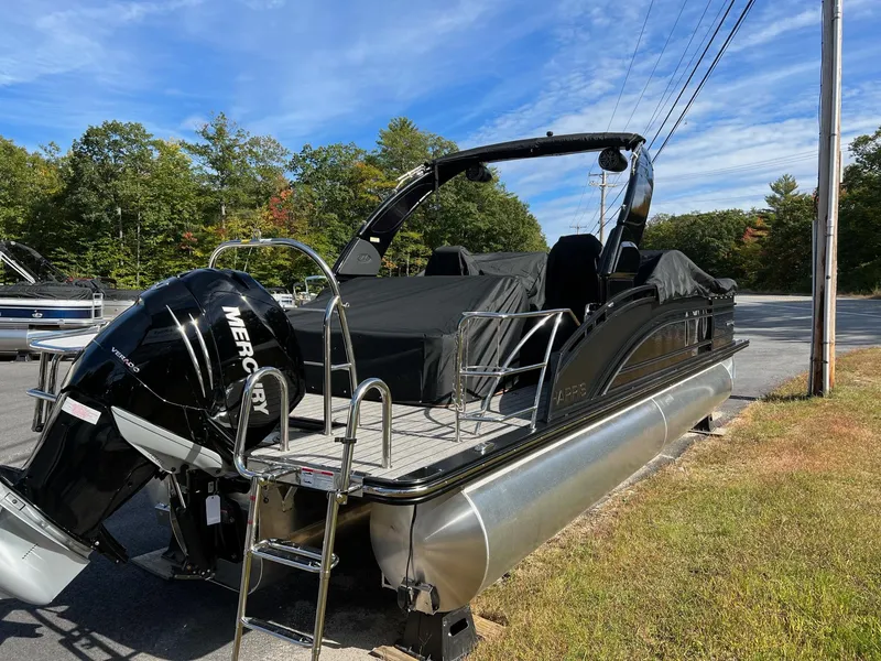 Slide: The Image of 2023 Harris Solstice DC 250 pontoon boat with Mercury outboard motor. - 3