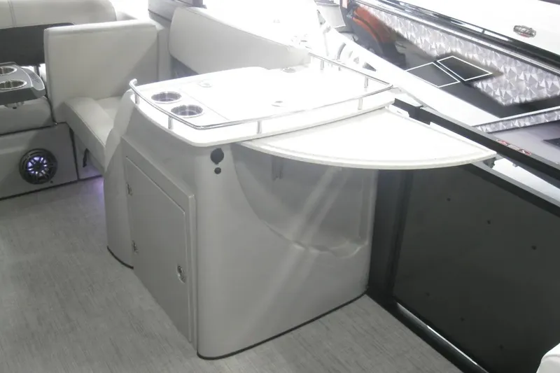 Slide: The Image of Luxurious interior of 2023 Harris FloteBote 250 Solstice with white seating and modern design. - 15