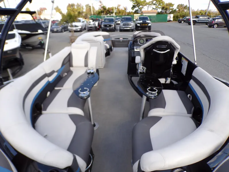 Slide: The Image of 2018 Godfrey Aqua Padio 250 XP pontoon boat with spacious seating and modern amenities. - 16