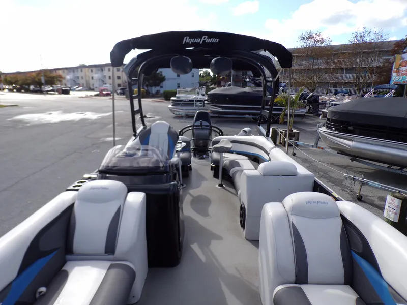 Slide: The Image of 2018 Godfrey Aqua Padio 250 XP pontoon boat with spacious seating and modern design. - 5