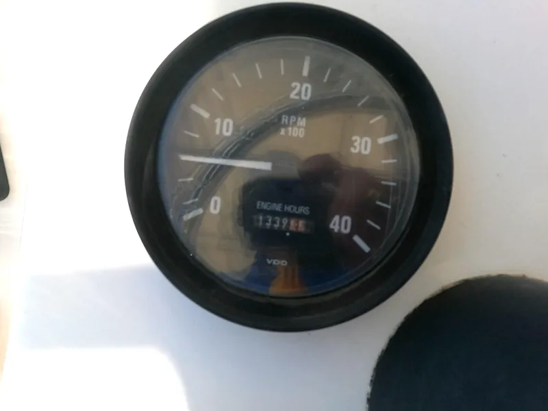 Slide: The Image of Close-up of 2002 Luhrs 34 Convertible tachometer showing 1339 engine hours. - 16