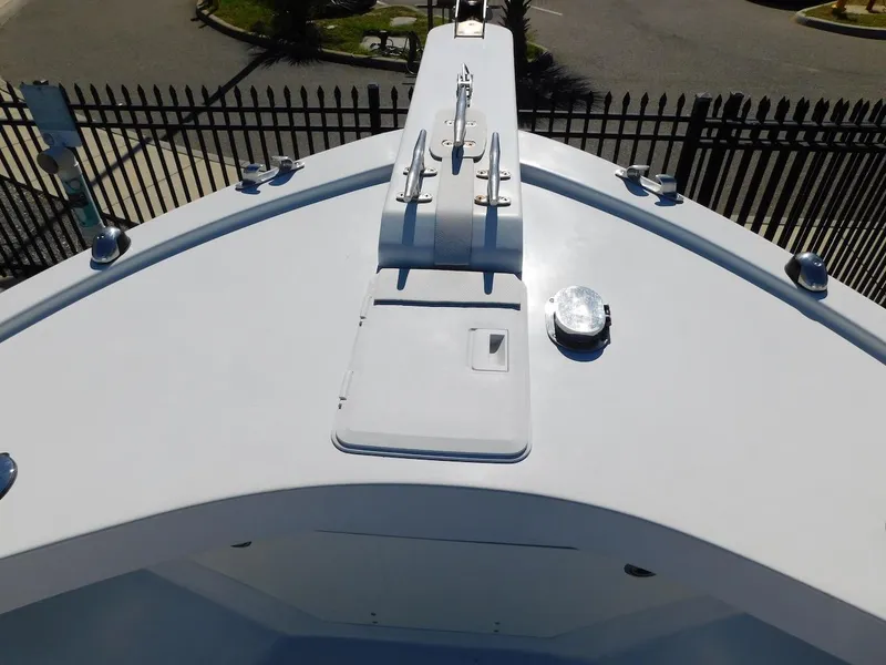 Slide: The Image of Bow of 2004 Mirage 32 boat with anchor and hatch. - 13