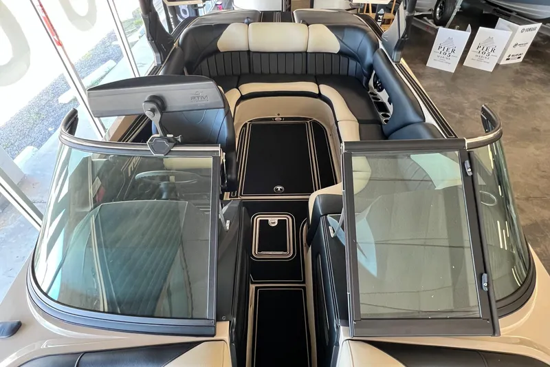 Slide: The Image of 2024 MB F22 Tomcat boat interior with sleek seating and modern design. - 11