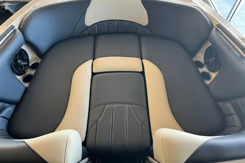 Slide: The Image of Luxurious interior of 2024 MB F22 Tomcat boat with plush seating. - 15