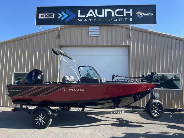 Slide: The Image of 2022 Lowe FS18 boat at Launch Watersports dealership. - 1