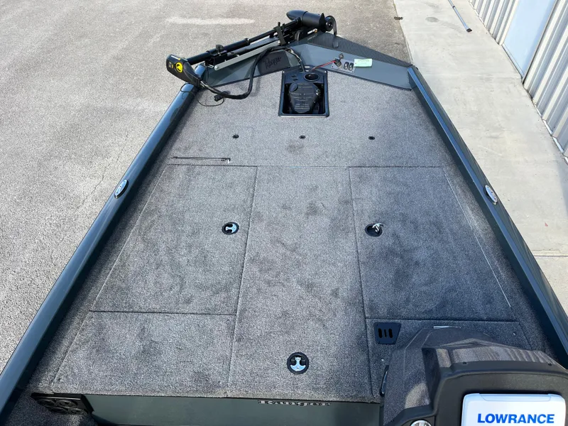 Slide: The Image of 2024 Ranger RT188 boat deck with trolling motor and Lowrance electronics. - 3