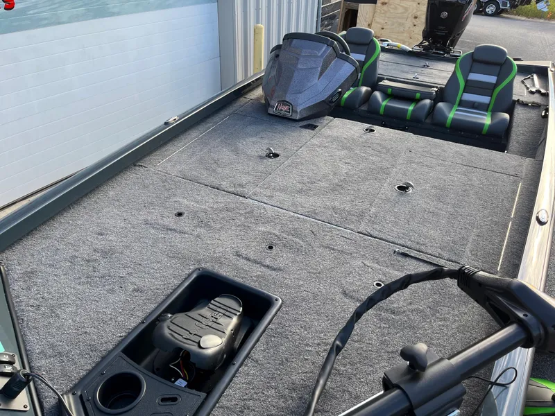 Slide: The Image of 2024 Ranger RT188 fishing boat with spacious deck and modern seating. - 4