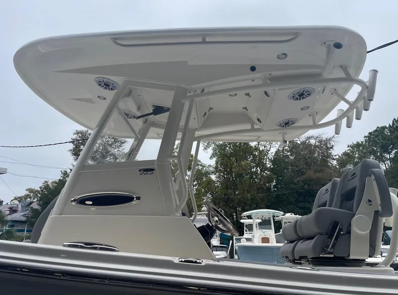 Slide: The Image of 2024 Cobia 262 Center Console with twin 200 horsepower engines. - 3