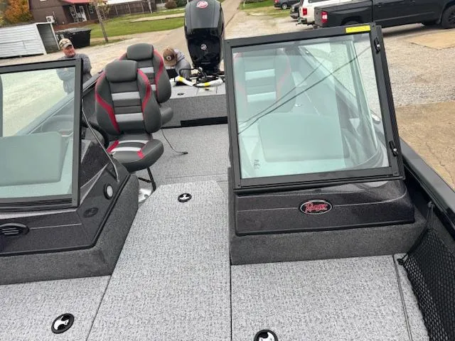 Slide: The Image of 2024 Ranger VS1882WT fishing boat with dual consoles and seating. - 8