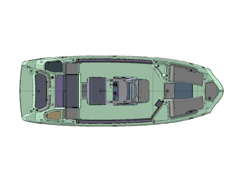 Slide: The Image of Top view of 2024 Yamaha Boats 255 FSH Sport E layout. - 4