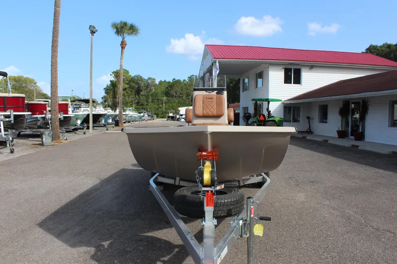 Slide: The Image of 2024 Avid 18 Rogue boat on trailer at dealership. - 3