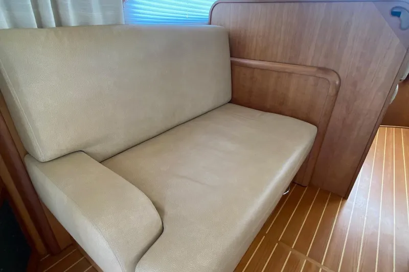 Slide: The Image of Beige sofa in 2012 Sabre 48 Salon Express yacht interior. - 25