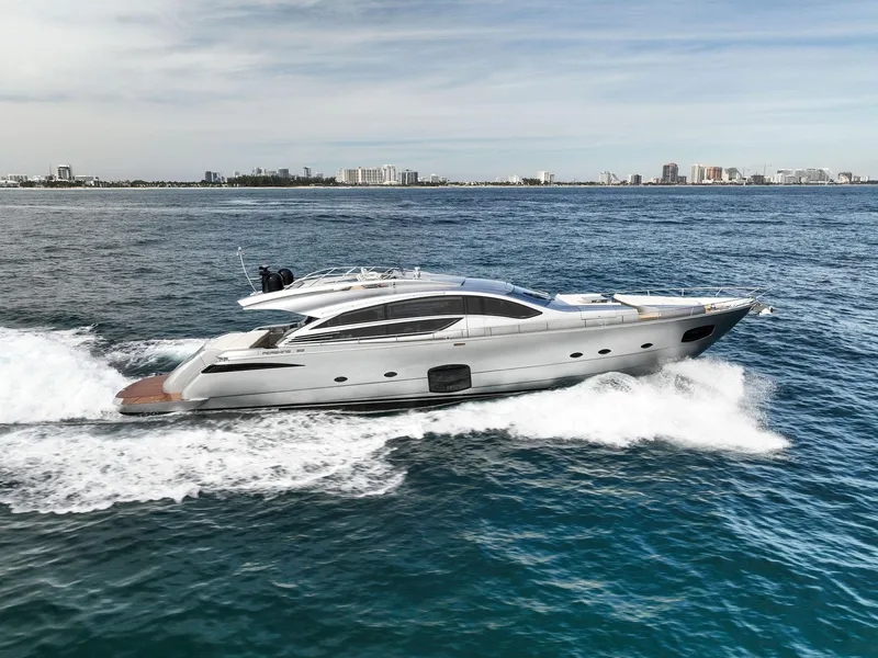 Slide: The Image of 2017 Pershing 82 VHP yacht cruising on the ocean. - 1