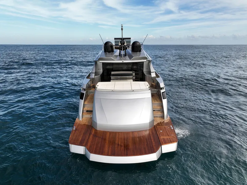 Slide: The Image of 2017 Pershing 82 VHP luxury yacht on open sea. - 14