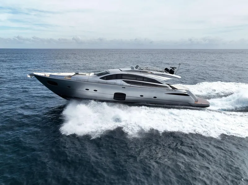 Slide: The Image of 2017 Pershing 82 VHP yacht cruising on open water. - 3