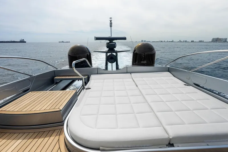 Slide: The Image of Luxury 2017 Pershing 82 VHP yacht with sun deck on open sea. - 31