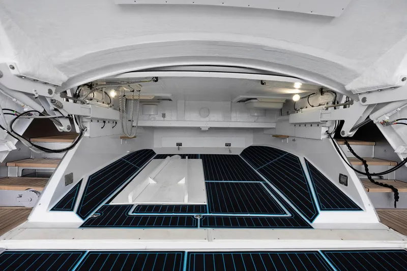 Slide: The Image of Interior view of 2017 Pershing 82 VHP yacht with sleek, modern design. - 41