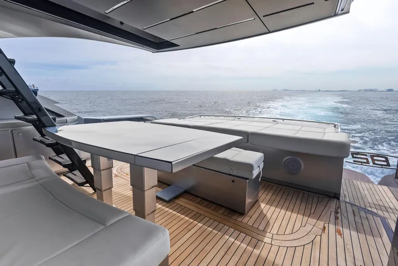 Slide: The Image of Luxury deck of 2017 Pershing 82 VHP yacht with ocean view. - 44