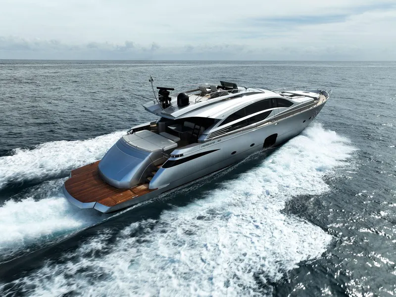Slide: The Image of 2017 Pershing 82 VHP luxury yacht cruising on open water. - 7
