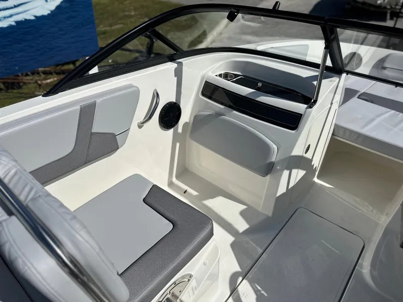Slide: The Image of 2024 Bayliner VR5 Bowrider OB interior, featuring sleek seating and modern design. - 4