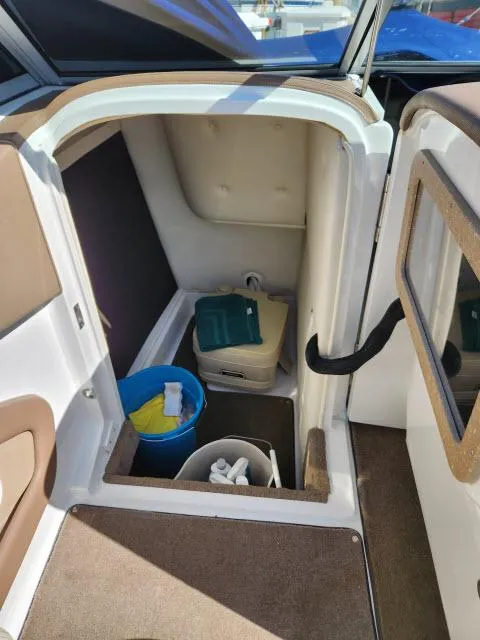 Slide: The Image of 2008 Cobalt 252 boat interior storage compartment with cleaning supplies. - 17