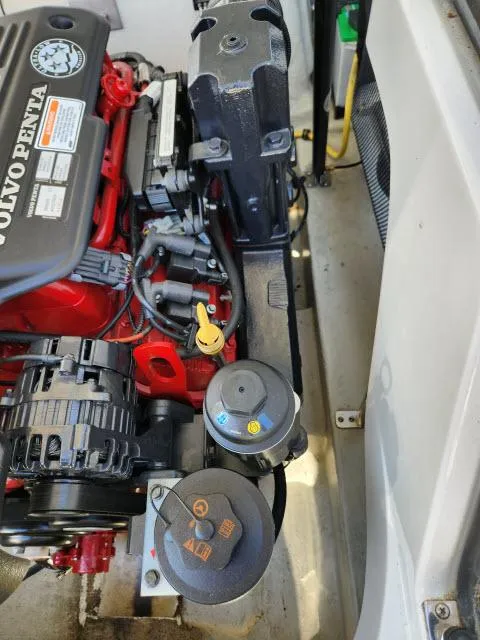 Slide: The Image of 2008 Cobalt 252 boat engine compartment with Volvo Penta engine. - 30