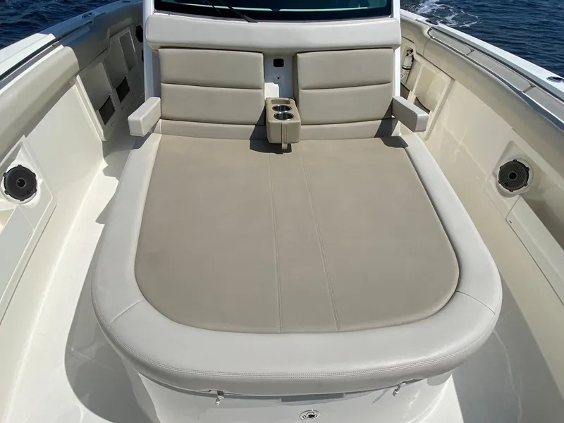 Slide: The Image of Boston Whaler 380 Outrage 2020 model, spacious bow seating with cup holders. - 29