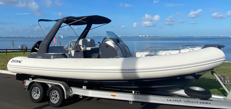 The Image of 2024 Zodiac Medline 7.5 boat on trailer by waterfront. - 0