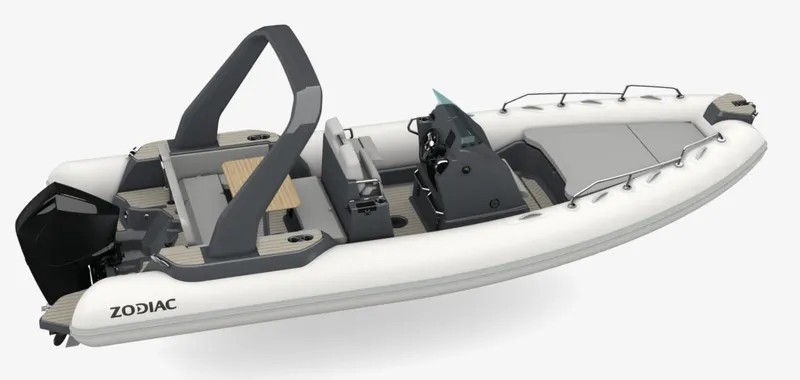 Slide: The Image of 2024 Zodiac Medline 7.5 inflatable boat with modern design and spacious deck. - 4