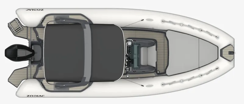 Slide: The Image of Top view of 2024 Zodiac Medline 7.5 inflatable boat with outboard motor. - 8