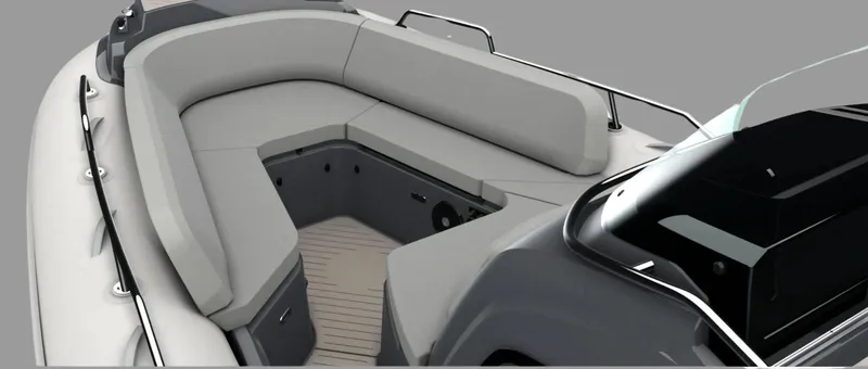 Slide: The Image of 2025 Zodiac Medline 9 boat interior with sleek seating and modern design. - 5