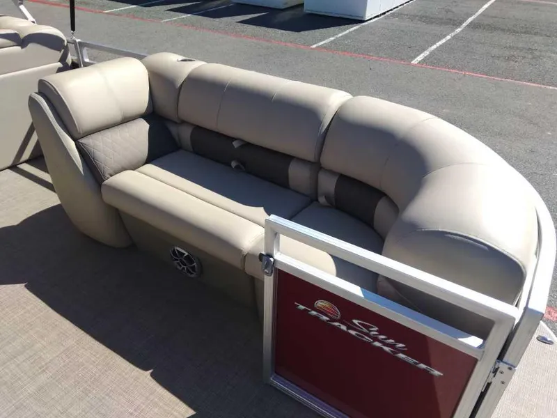 Slide: The Image of 2024 Sun Tracker Party Barge 20 DLX pontoon boat seating area. - 12