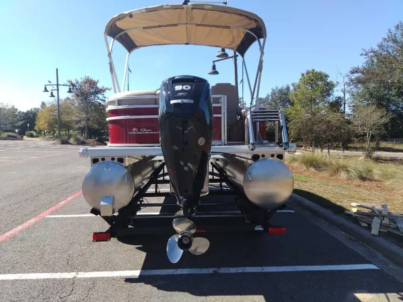 Slide: The Image of 2024 Sun Tracker Party Barge 20 DLX pontoon boat with 90 HP engine. - 4